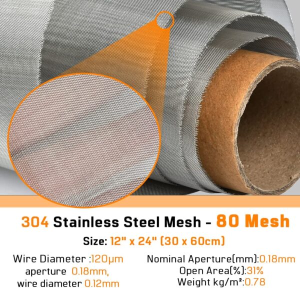 Woven Wire Mesh SS Wire 80 Mesh 0.12mm