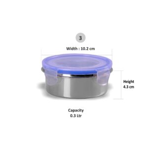 Tins SS Capacity 300ml,In-Fixing Lid