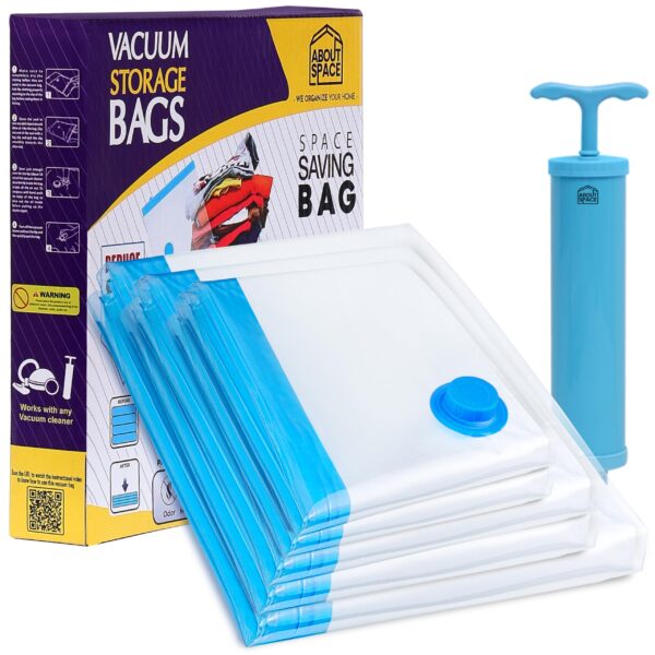 Kurtzy Reusable Ziplock Vaccum Bags With Travel Hand Pump