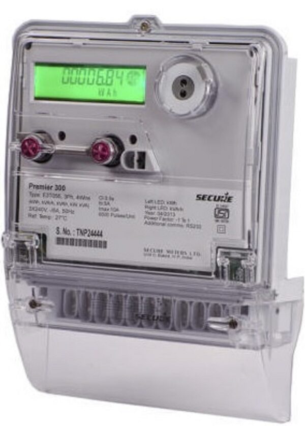 Electric Energymeter,Size 3-Phase ,4-Wire,3X-/5A,3 X240V Accuracy Class0.5S,Make:Secure,Model No:Premier 300,E3T055,Projection Mounting With MRI Facility Static meter (Only KWH Meter)