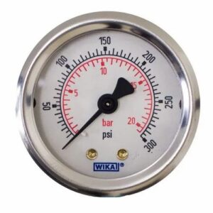 Wika Make Complete S.S Pressure Gauge 4" Dia 1/2 Bsp Back Range With Screw Clamp